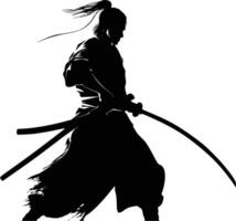 ai gegenereerd silhouet samurai zwart kleur enkel en alleen vol lichaam vector