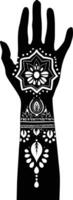 ai gegenereerd silhouet pols met henna- tatoeëren mandala tatoeëren zwart kleur enkel en alleen vector