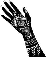 ai gegenereerd silhouet pols met henna- tatoeëren mandala tatoeëren zwart kleur enkel en alleen vector