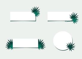 plein en cirkel kader versierd met tropisch groen bladeren vlak vector illustratie geïsoleerd Aan wit achtergrond. natuurlijk grens voor uitnodiging kaart.