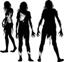 ai gegenereerd silhouet zombie Dames zwart kleur enkel en alleen vol lichaam vector