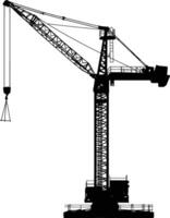 ai gegenereerd silhouet het spoor gemonteerd toren kraan industrieel zwaar uitrusting zwart kleur enkel en alleen vector