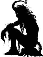 ai gegenereerd silhouet sater oude mythologie schepsel zwart kleur enkel en alleen vol lichaam vector