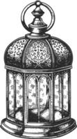 ai gegenereerd Arabisch lantaarn illustratie met gravure stijl zwart kleur enkel en alleen vector