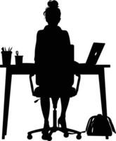 ai gegenereerd silhouet kantoor bureau met laptop mensen werk binnen vector