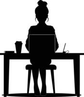 ai gegenereerd silhouet kantoor bureau met laptop mensen werk binnen vector