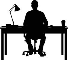 ai gegenereerd silhouet kantoor bureau met laptop mensen werk binnen vector