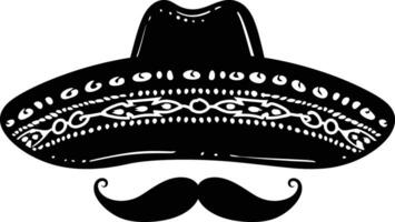 ai gegenereerd silhouet Mexicaans hoed sombrero met snor zwart kleur enkel en alleen vector