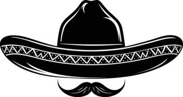 ai gegenereerd silhouet Mexicaans hoed sombrero met snor zwart kleur enkel en alleen vector