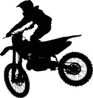 ai gegenereerd silhouet motorcross springt in de lucht zwart kleur enkel en alleen vector