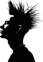 ai gegenereerd silhouet punk- Mens hoofd huid hoofd zwart kleur enkel en alleen vol lichaam vector