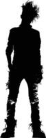 ai gegenereerd silhouet punk- Mens huid hoofd zwart kleur enkel en alleen vol lichaam vector