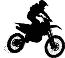 ai gegenereerd silhouet motorcross springt in de lucht zwart kleur enkel en alleen vector