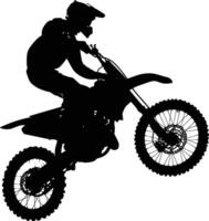 ai gegenereerd silhouet motorcross springt in de lucht zwart kleur enkel en alleen vector