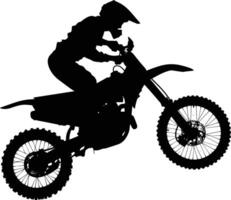 ai gegenereerd silhouet motorcross springt in de lucht zwart kleur enkel en alleen vector