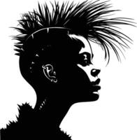 ai gegenereerd silhouet punk- dame vrouw huid hoofd zwart kleur enkel en alleen vector