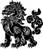 ai gegenereerd silhouet komainu de Japans mythisch schepsel zwart kleur enkel en alleen vector