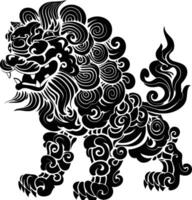 ai gegenereerd silhouet komainu de Japans mythisch schepsel zwart kleur enkel en alleen vector