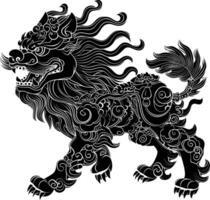 ai gegenereerd silhouet komainu de Japans mythisch schepsel zwart kleur enkel en alleen vector