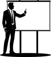 ai gegenereerd silhouet bedrijf Mens maken presentatie Aan whiteboard zwart kleur enkel en alleen vector