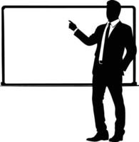 ai gegenereerd silhouet bedrijf Mens maken presentatie Aan whiteboard zwart kleur enkel en alleen vector