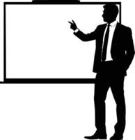 ai gegenereerd silhouet bedrijf Mens maken presentatie Aan whiteboard zwart kleur enkel en alleen vector