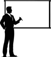 ai gegenereerd silhouet bedrijf Mens maken presentatie Aan whiteboard zwart kleur enkel en alleen vector