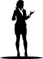 ai gegenereerd silhouet bedrijf vrouw maken presentatie zwart kleur enkel en alleen vector