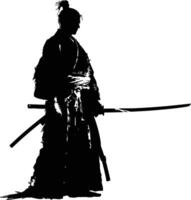 ai gegenereerd silhouet Japans sjogoen krijger zwart kleur enkel en alleen vector