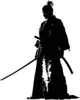 ai gegenereerd silhouet Japans sjogoen krijger zwart kleur enkel en alleen vector