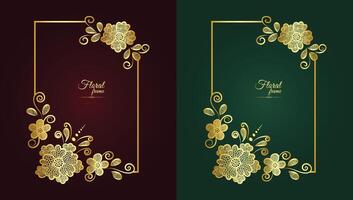 bloem decoratief goud kaders en luxe bloemen kader vector