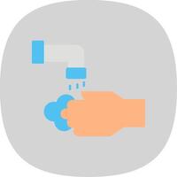 het wassen handen vlak kromme icoon vector