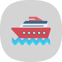 reis schip vlak kromme icoon vector