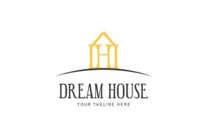 droom huis logo ontwerp. monogram brief d een h vector