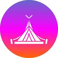 tent glyph helling cirkel icoon vector