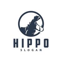 nijlpaard logo vector gemakkelijk silhouet dierentuin dier ontwerp merk sjabloon illustratie