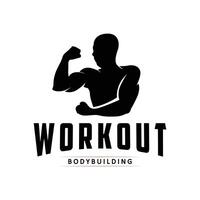 Sportschool logo ontwerp wijnoogst retro menselijk silhouet sport geschiktheid bodybuilder gemakkelijk elegant vector