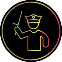 politieagent Holding stok lijn helling ten gevolge kleur icoon vector