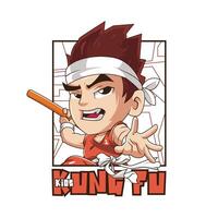 schattig kungfu kinderen karakter logo vector