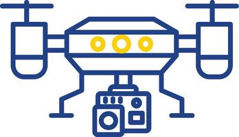 camera drone lijn twee kleuren icoon vector