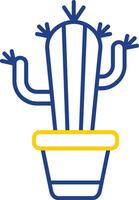 cactus lijn twee kleuren icoon vector