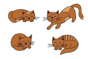 hand- getrokken kat clip art. schattig huisdier tekening reeks vector