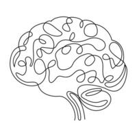doorlopend single lijn tekening van menselijk hersenen vector illustratie Aan een wit achtergrond