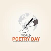 wereld poëzie dag, creatief advertenties ontwerp. media poster vector 3d illustratie