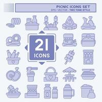 icoon reeks picknick. verwant naar vakantie symbool. twee toon stijl. gemakkelijk ontwerp bewerkbaar. gemakkelijk illustratie vector