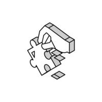 hand- houden puzzel detail isometrische icoon vector illustratie