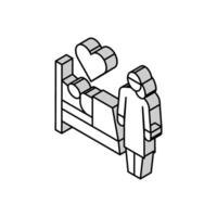 helpen en zorgzaam voor ziek mensen isometrische icoon vector illustratie