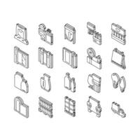 glas productie fabriek verzameling isometrische pictogrammen reeks vector