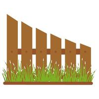 houten hek met gras vector