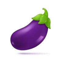 3d glanzend Purper aubergine. groente emoticons voor vegetariërs. de concept van brutaal blij liefde vector